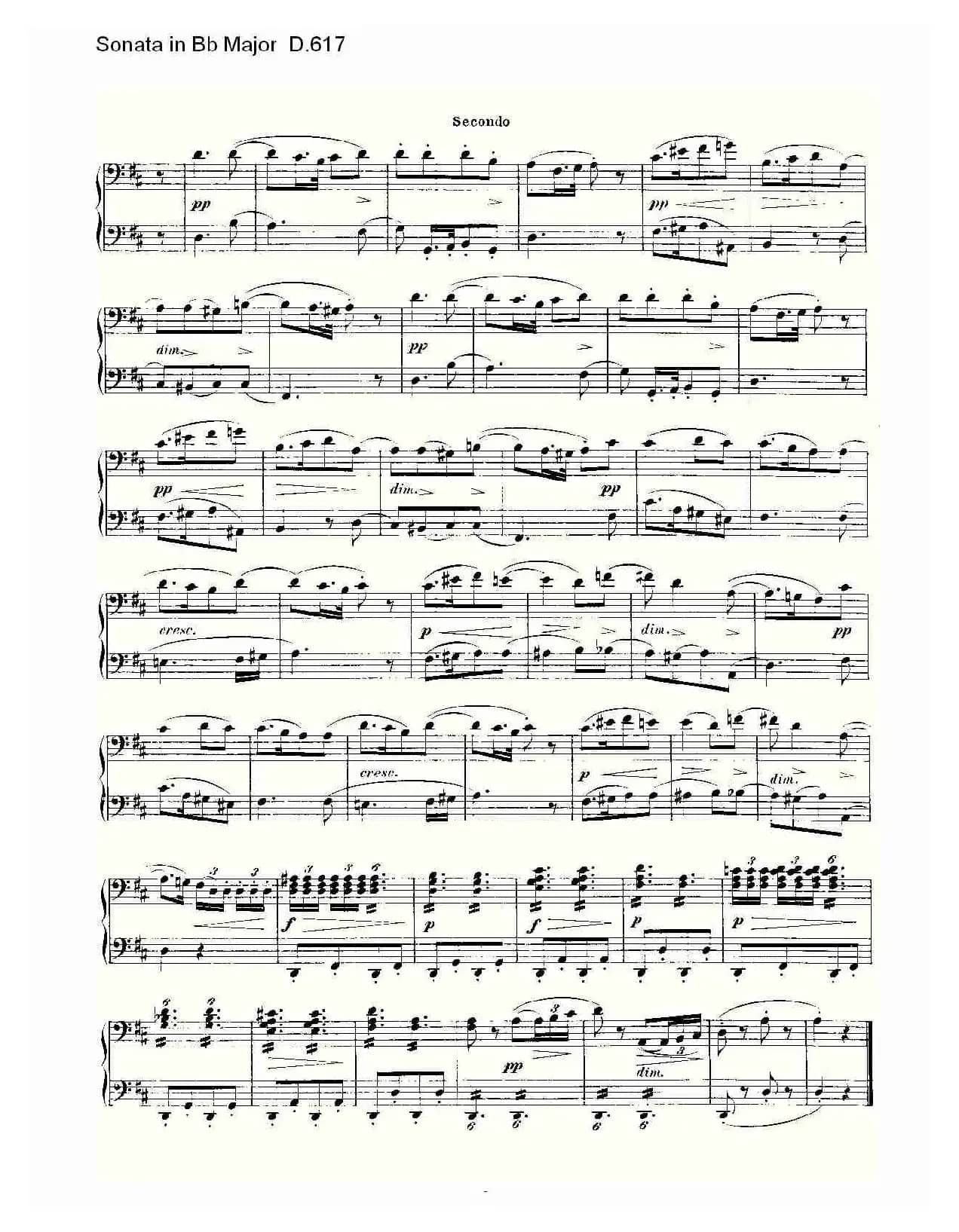 Sonata in Bb Major D.617(Bb大调奏鸣曲 D.617)
