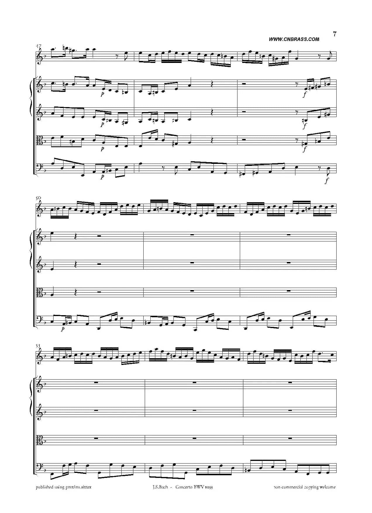 Concerto BWV 1059（双簧管与弦乐D小调协奏曲）