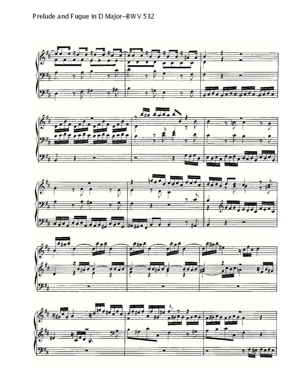Prelude and Fugue in D Major--BWV 532  （管风琴谱）