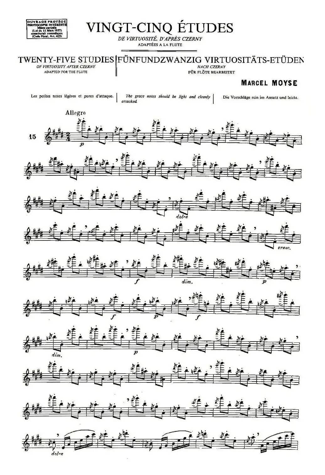 Moyse - 25 Studies after Czerny flute 之15（25首改编自车尔尼作品的练习曲）