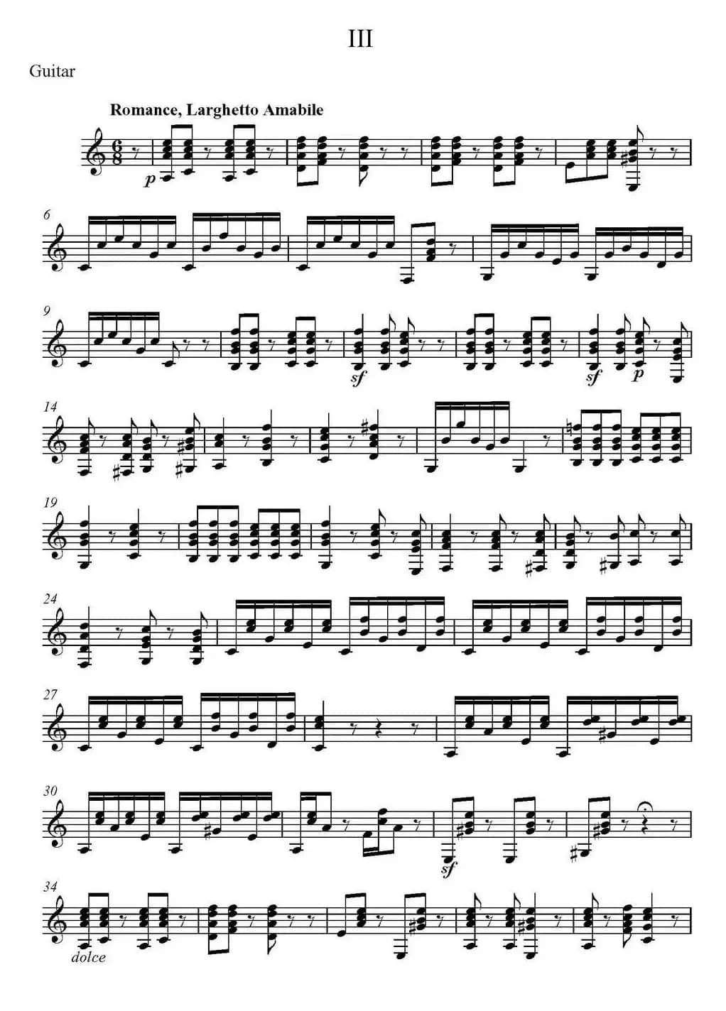 帕格尼尼六首《小提琴和吉他二重奏》 (M.S.110)（吉他分谱）