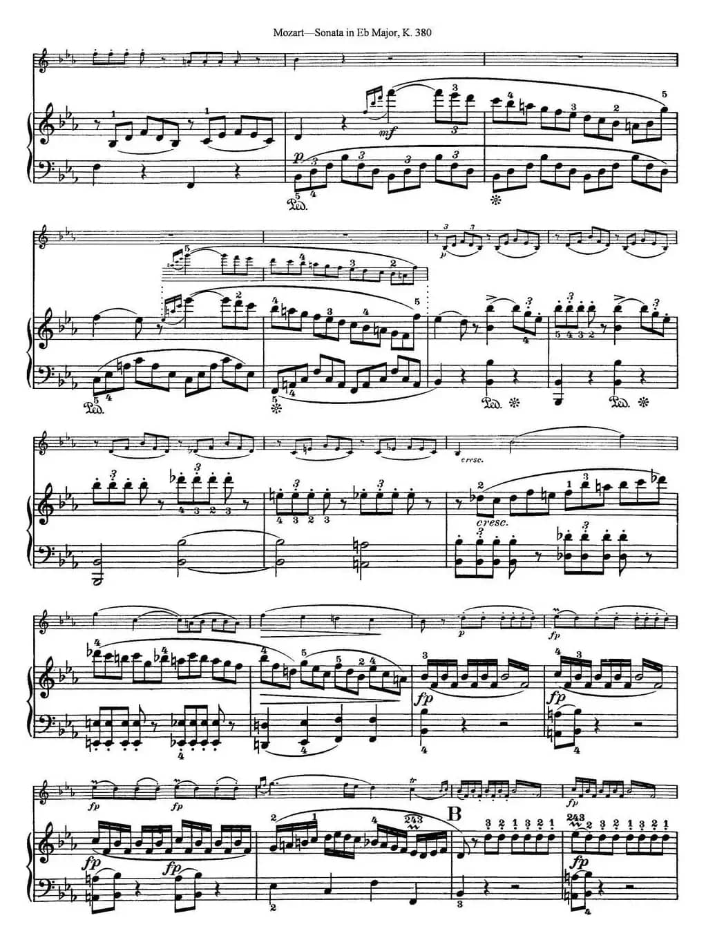 Violin Sonata in Eb Major K.380（小提琴+钢琴伴奏）