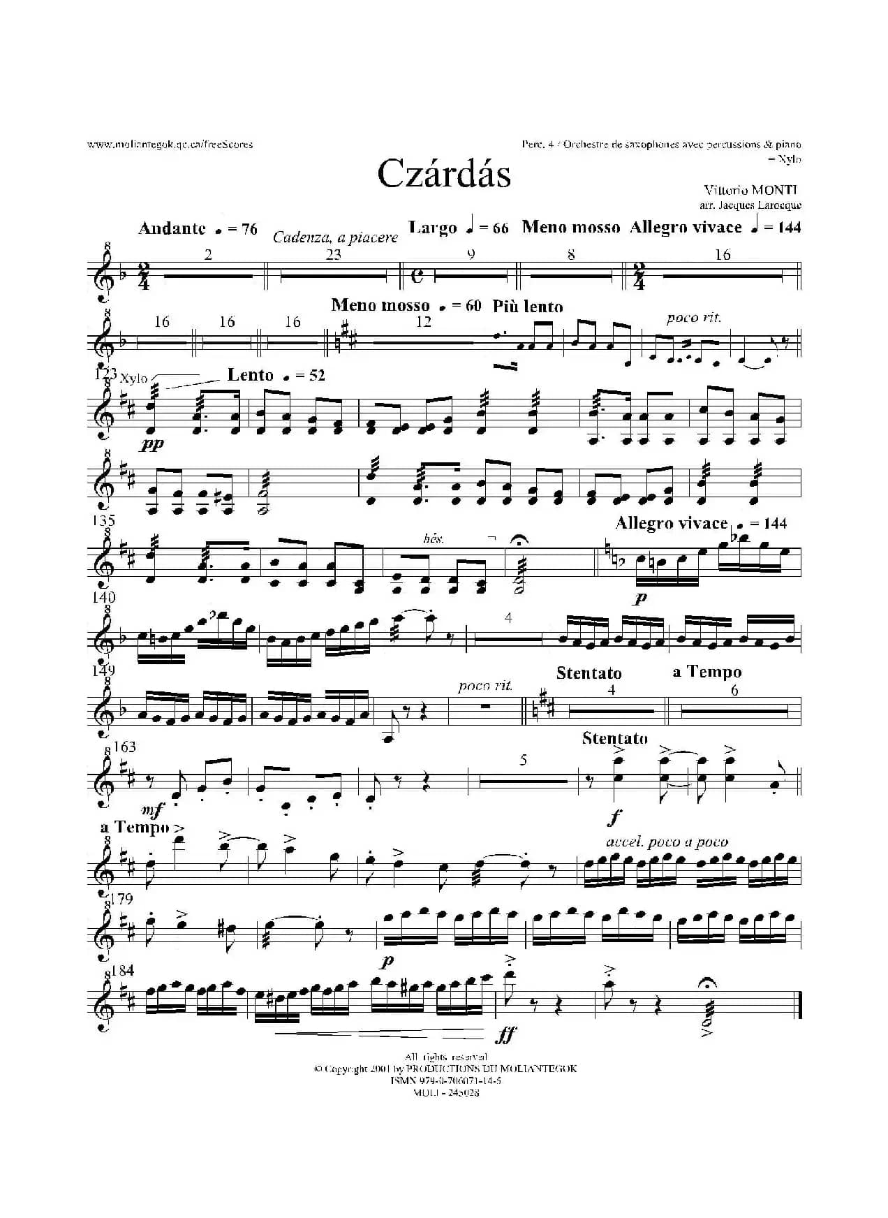 Czardas 查尔达斯（15重奏）（5副打击乐）