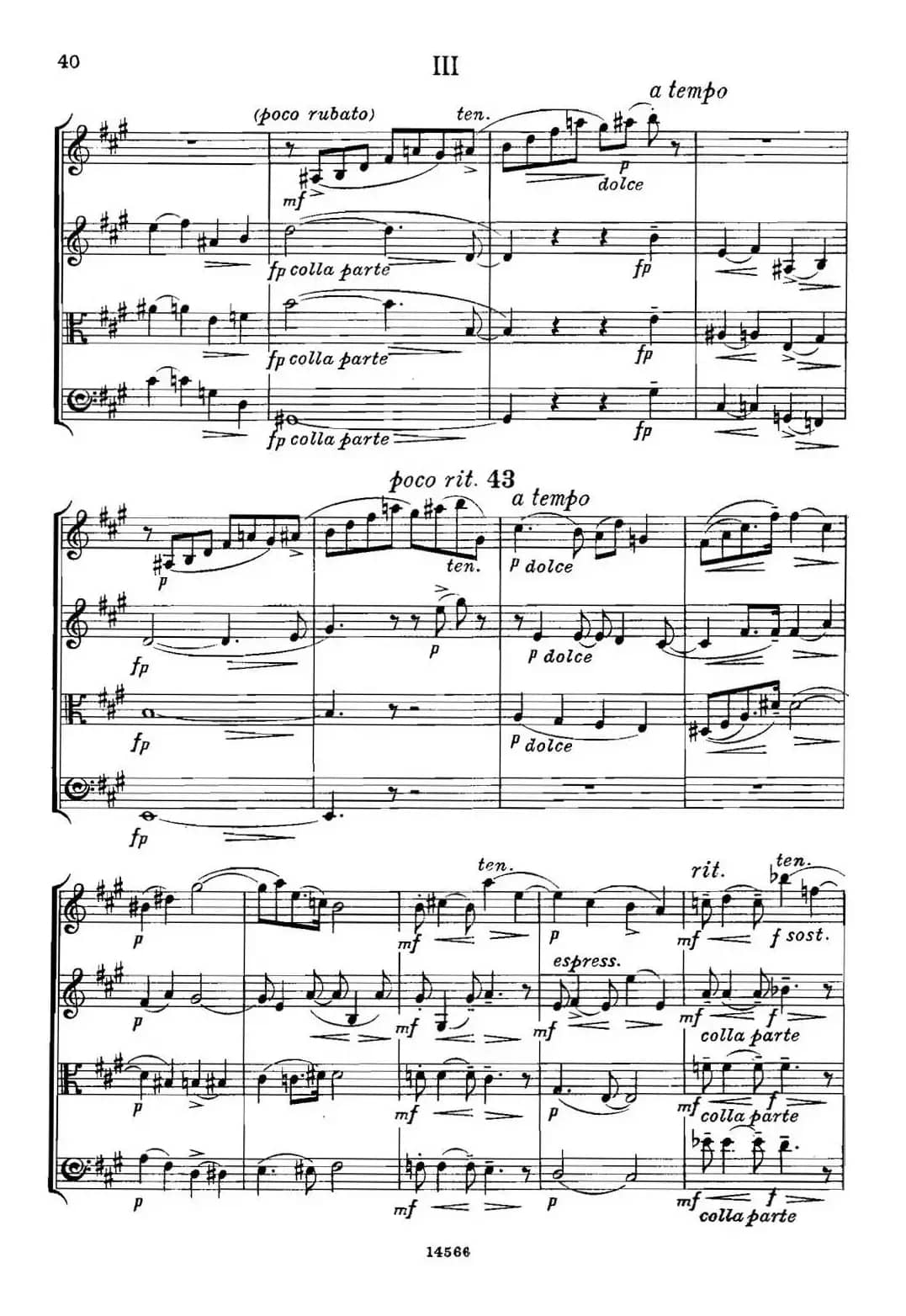 QUARTET Op.83（第三部分）（弦乐四重奏）