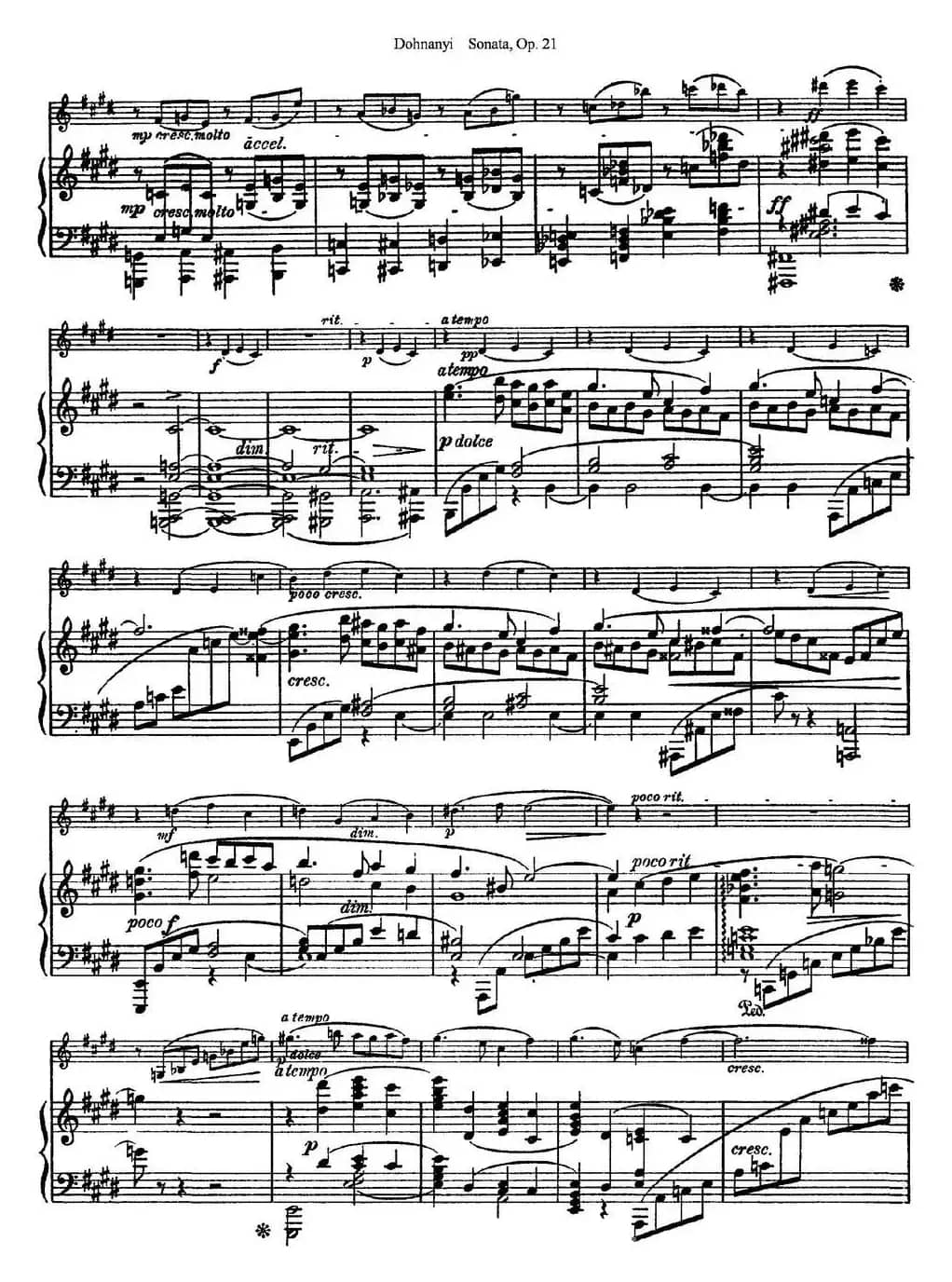 Dohnanyi Sonata Op.21（小提琴+钢琴伴奏）