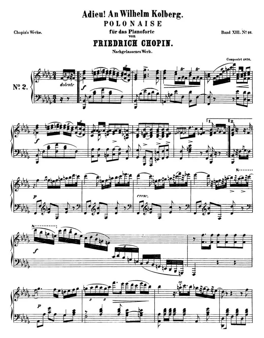 肖邦 波兰舞曲 Op.posth.P.1 No.5 降B大调