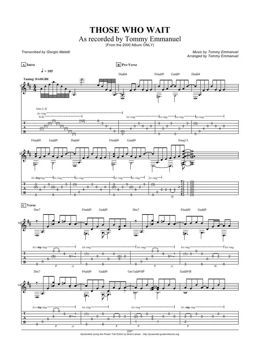 tommy emmanuel：those who wait（指弹吉它）