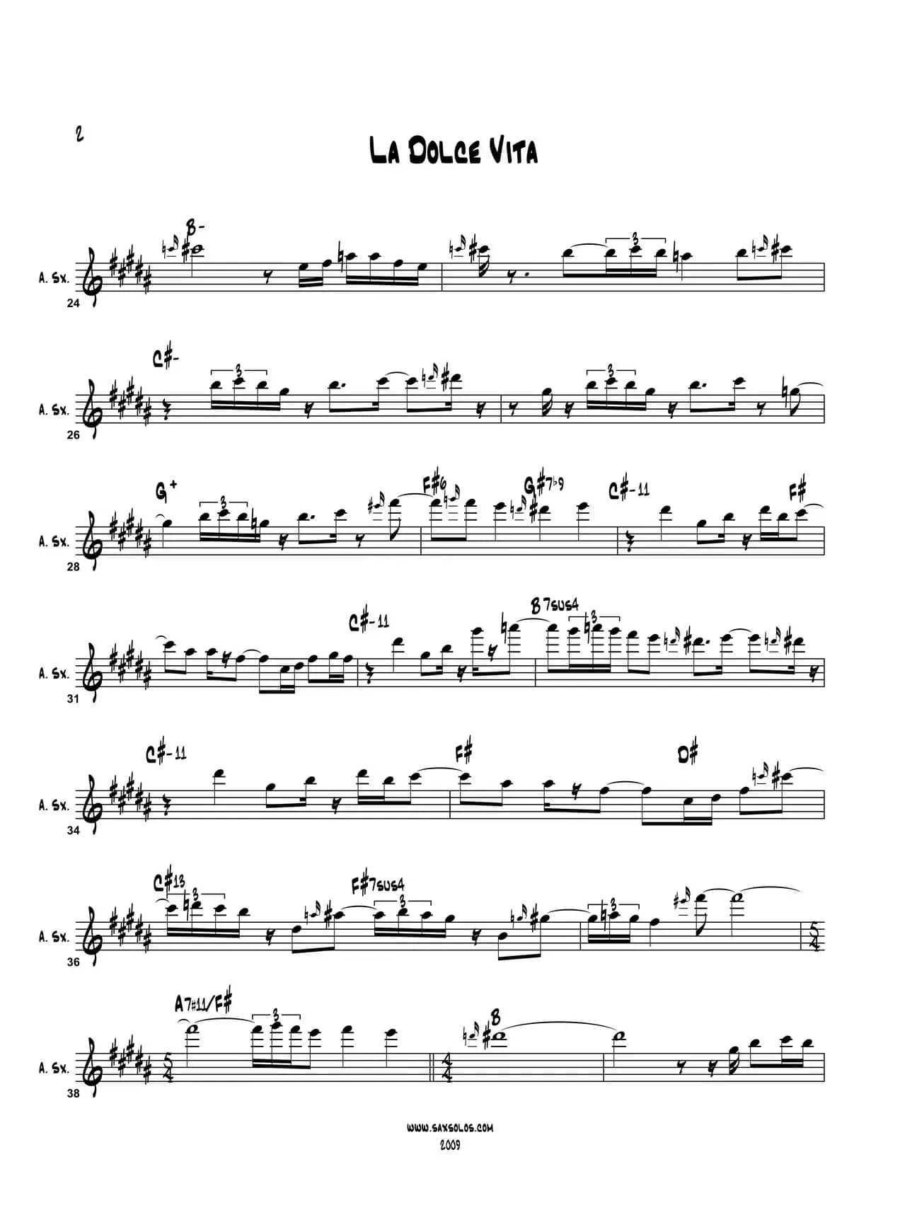 La Dolce Vita（中音萨克斯）