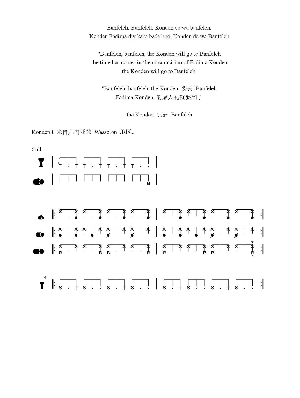 Konden I（非洲手鼓谱）