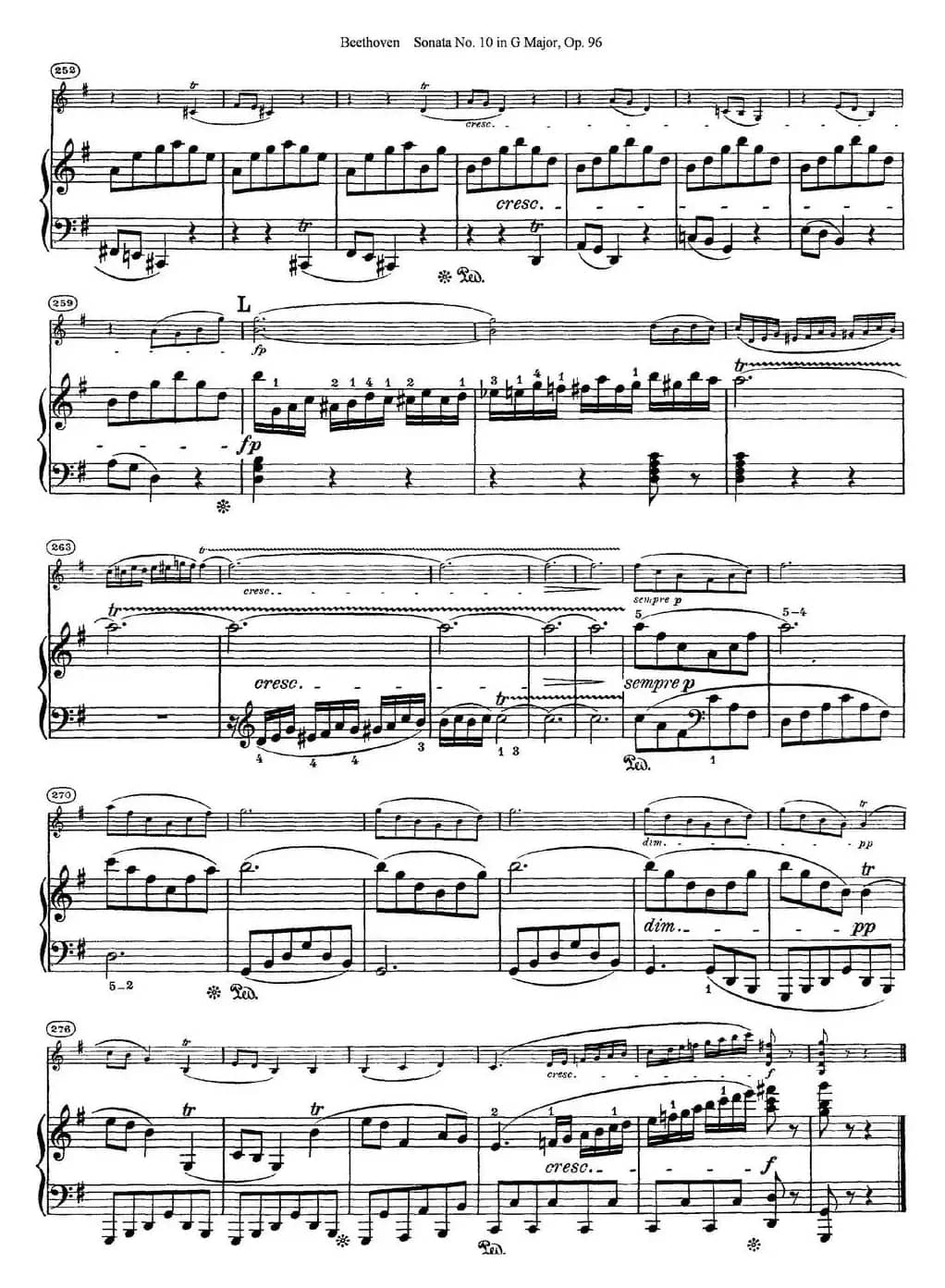 Violin Sonata No.10 in G Major Op.96（小提琴+钢琴伴奏）