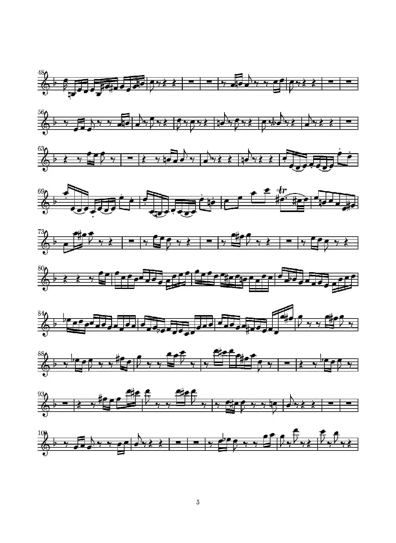 D小调无伴奏协奏曲（第一小提琴分谱）