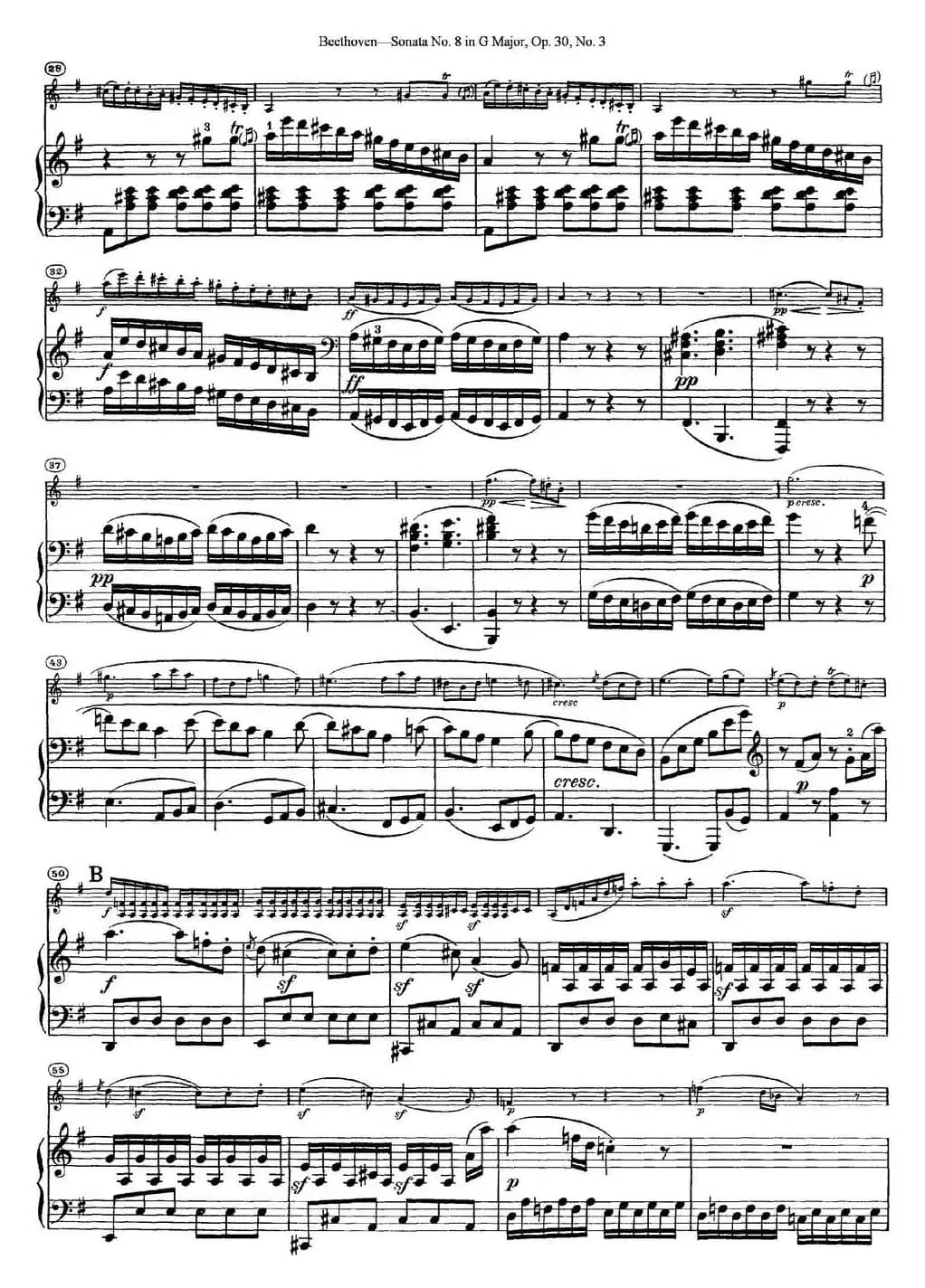 Violin Sonata No.8 in G Major Op.30 No.3（小提琴+钢琴伴奏）