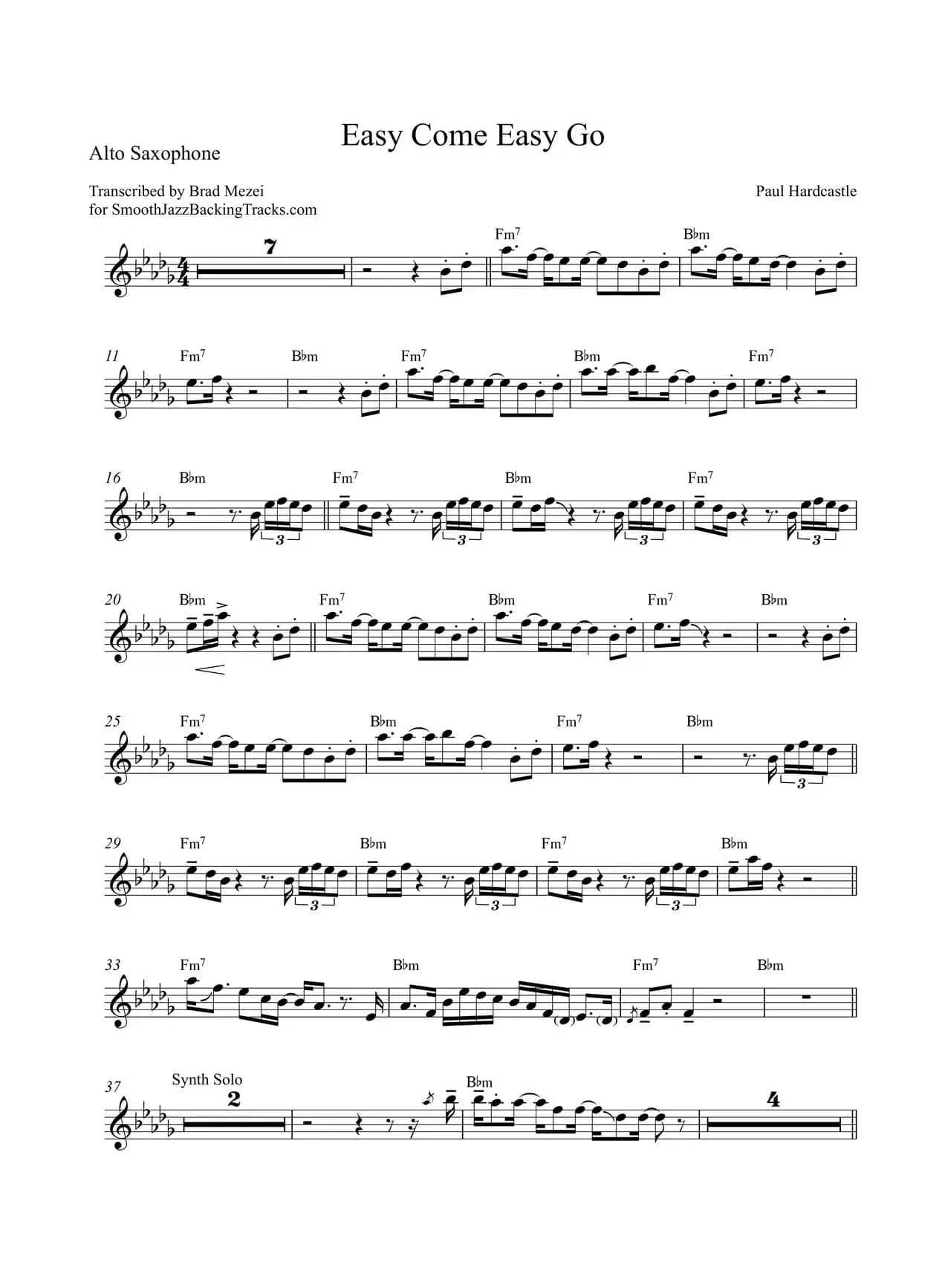 Easy Come Easy Go（中音萨克斯）