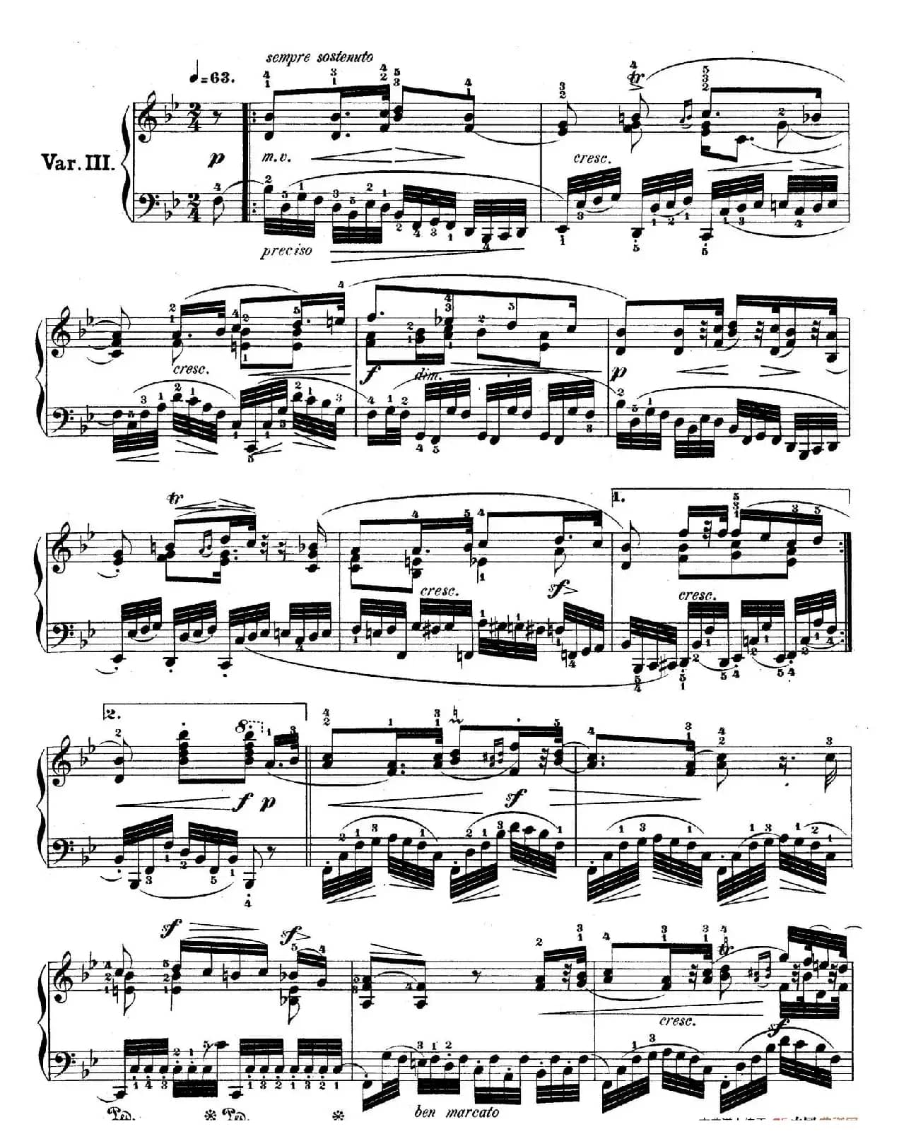 降B大调莫扎特主题变奏曲 Op.2（为钢琴与乐队而作）