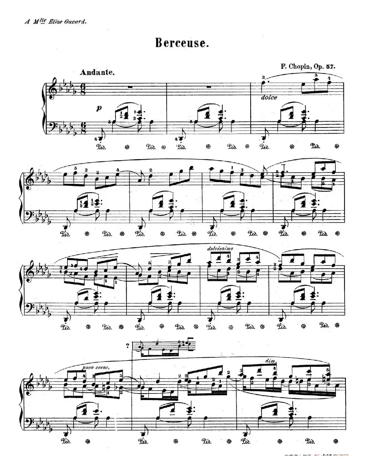 Berceuse in D-flat Major Op.57（降D大调摇篮曲）