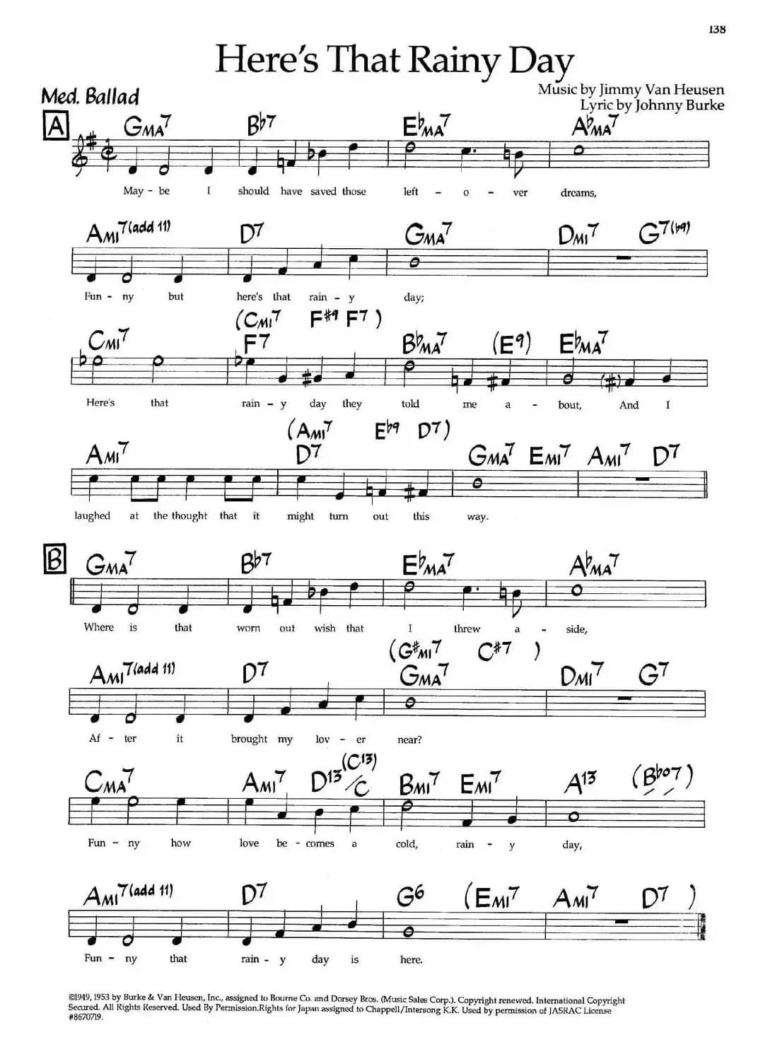 Here's That Rainy Day（爵士钢琴曲）