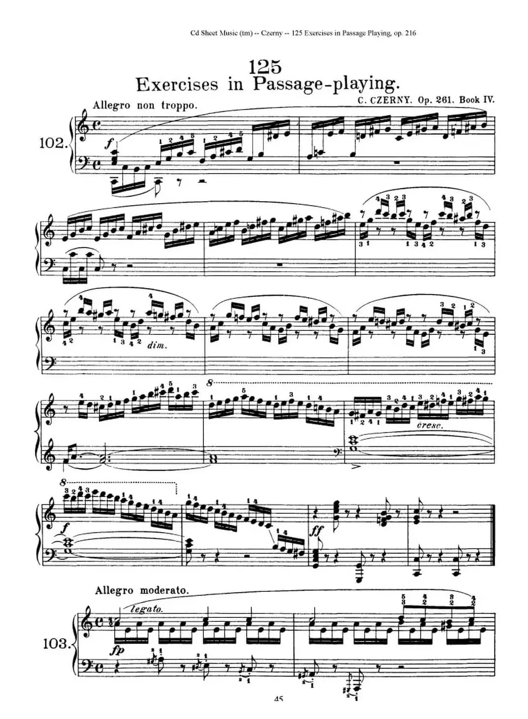 125 Exercises in Passage Playing Op.261（车尔尼125首钢琴短乐句练习曲（95——111））