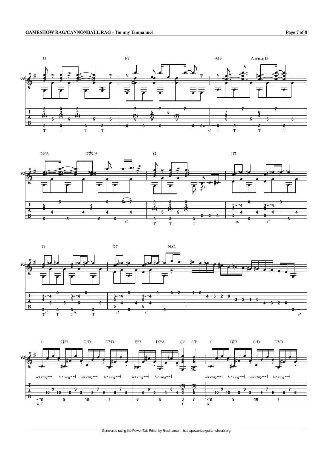 tommy emmanuel：gameshow rag/cannonball rag（指弹吉他）