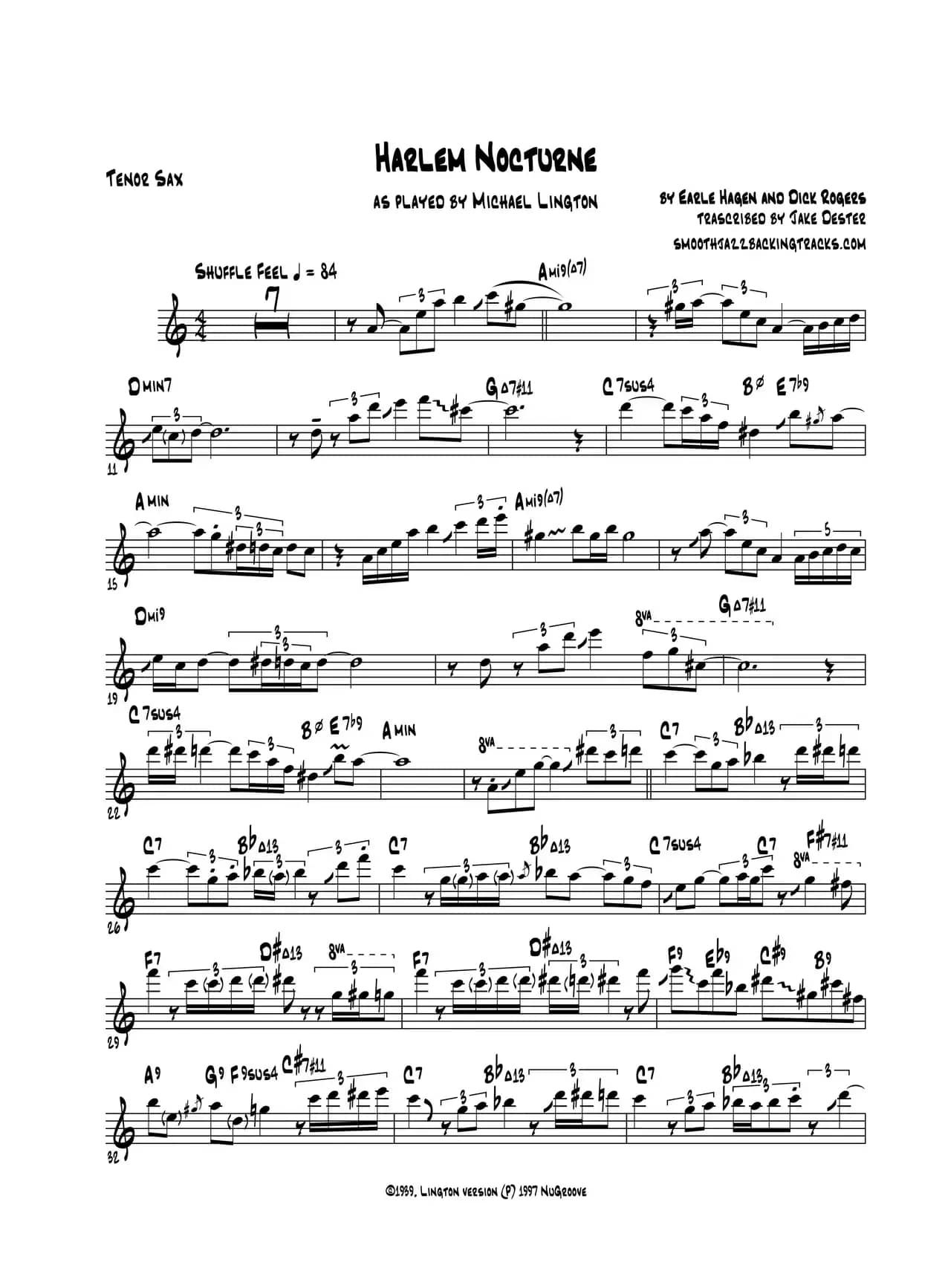 Harlem Nocturne（次中音萨克斯）