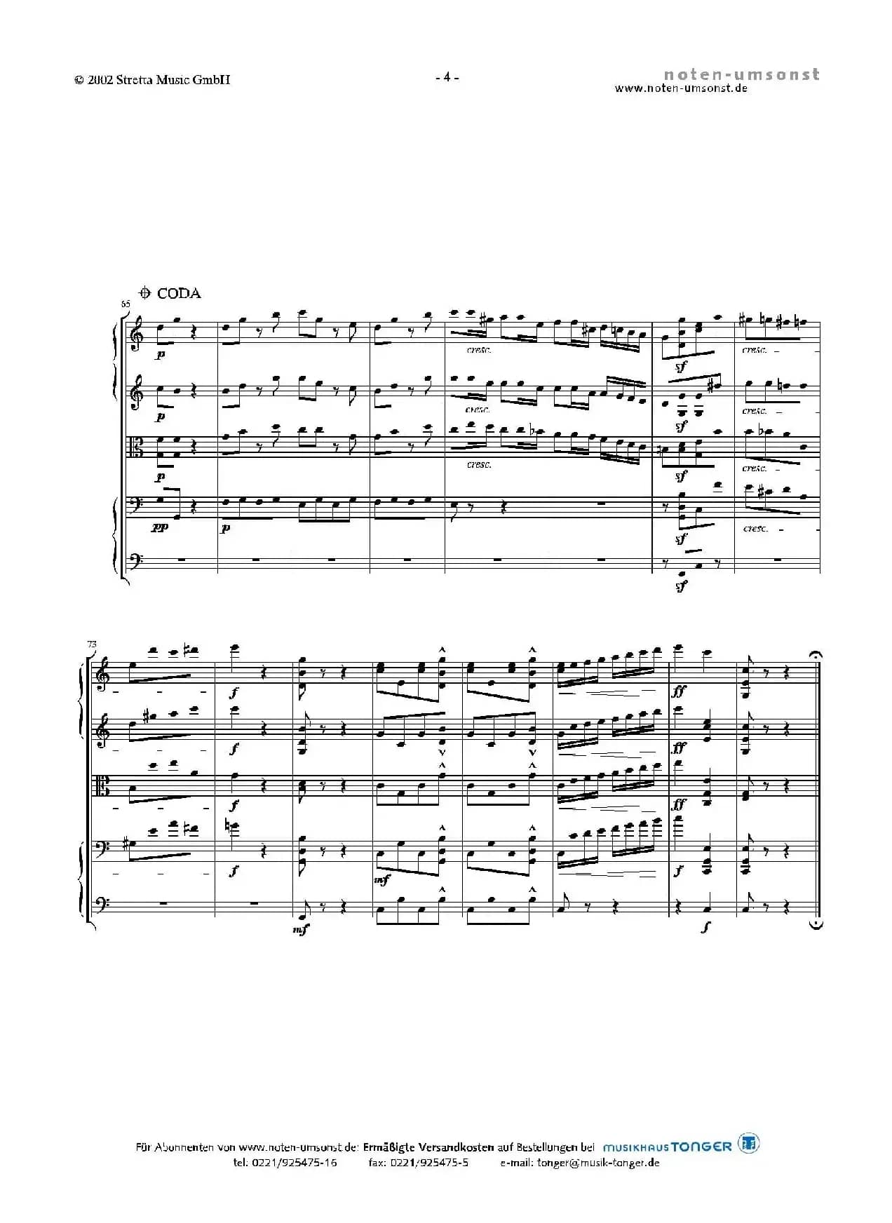 新拨弦波尔卡（弦乐五重奏总谱+分谱）