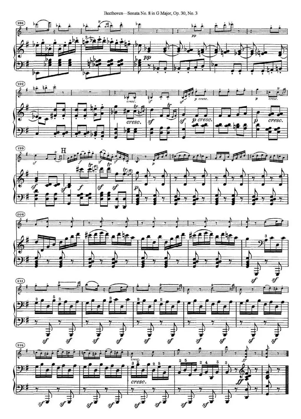 Violin Sonata No.8 in G Major Op.30 No.3（小提琴+钢琴伴奏）