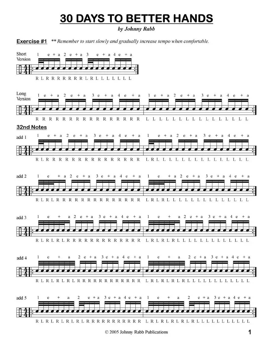 30 days to better hands（鼓手练习谱）