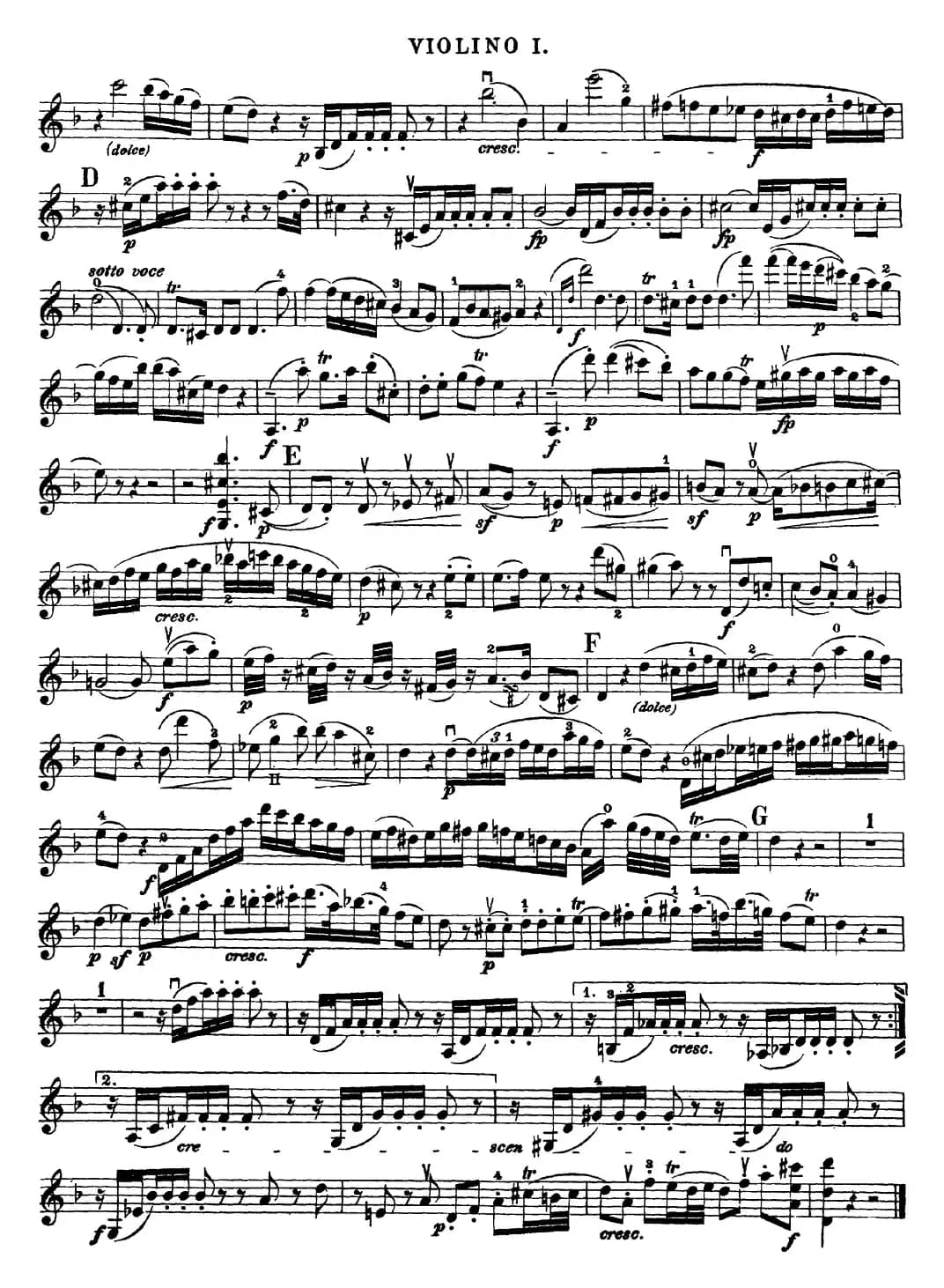 Mozart《Quartet No.15 in D Minor,K.421》（Violin 1分谱）