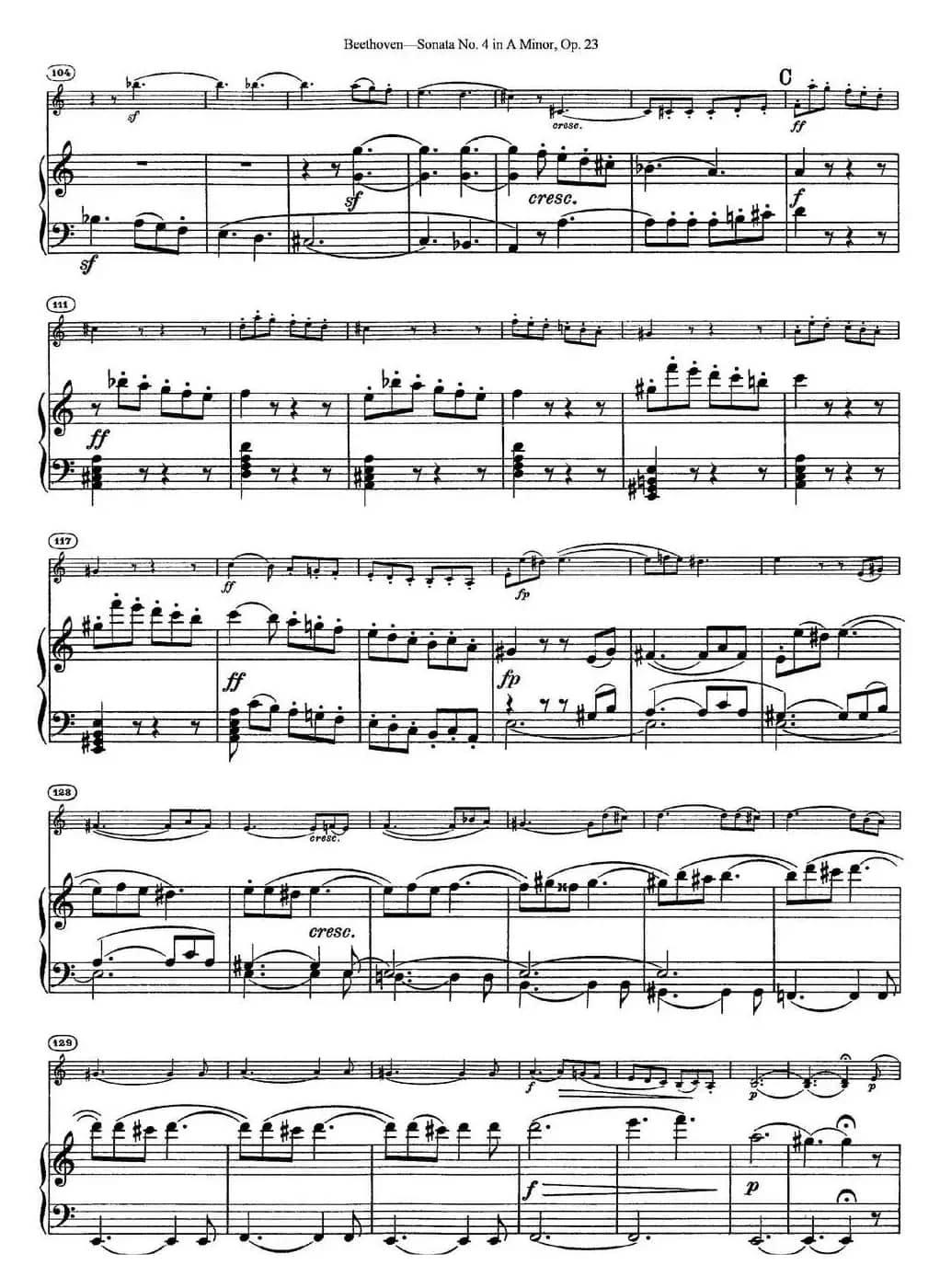 Violin Sonata No.4 in A Minor Op.23（小提琴+钢琴伴奏）