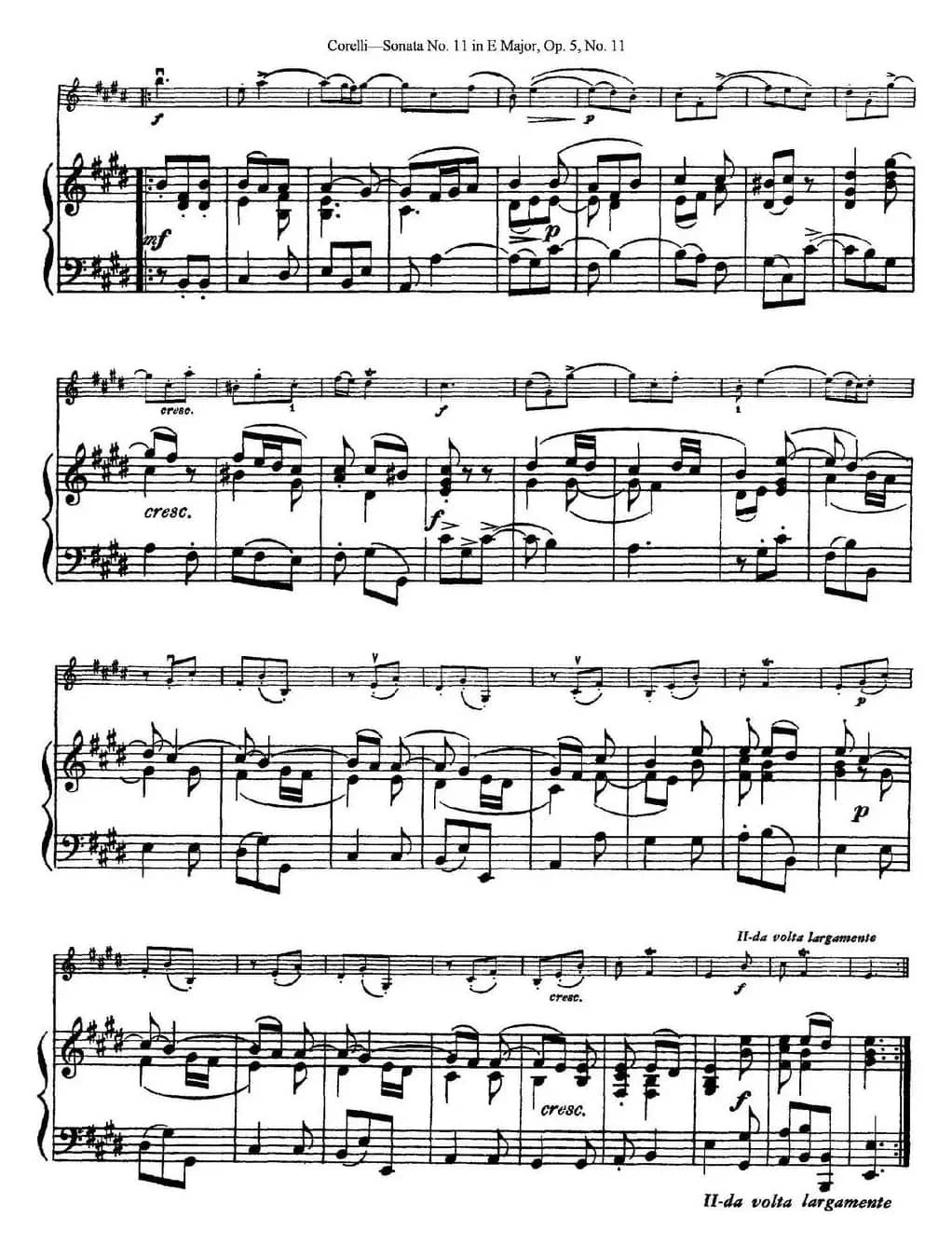 Sonata No.11 in E Major Op.5 No.11（小提琴+钢琴伴奏）