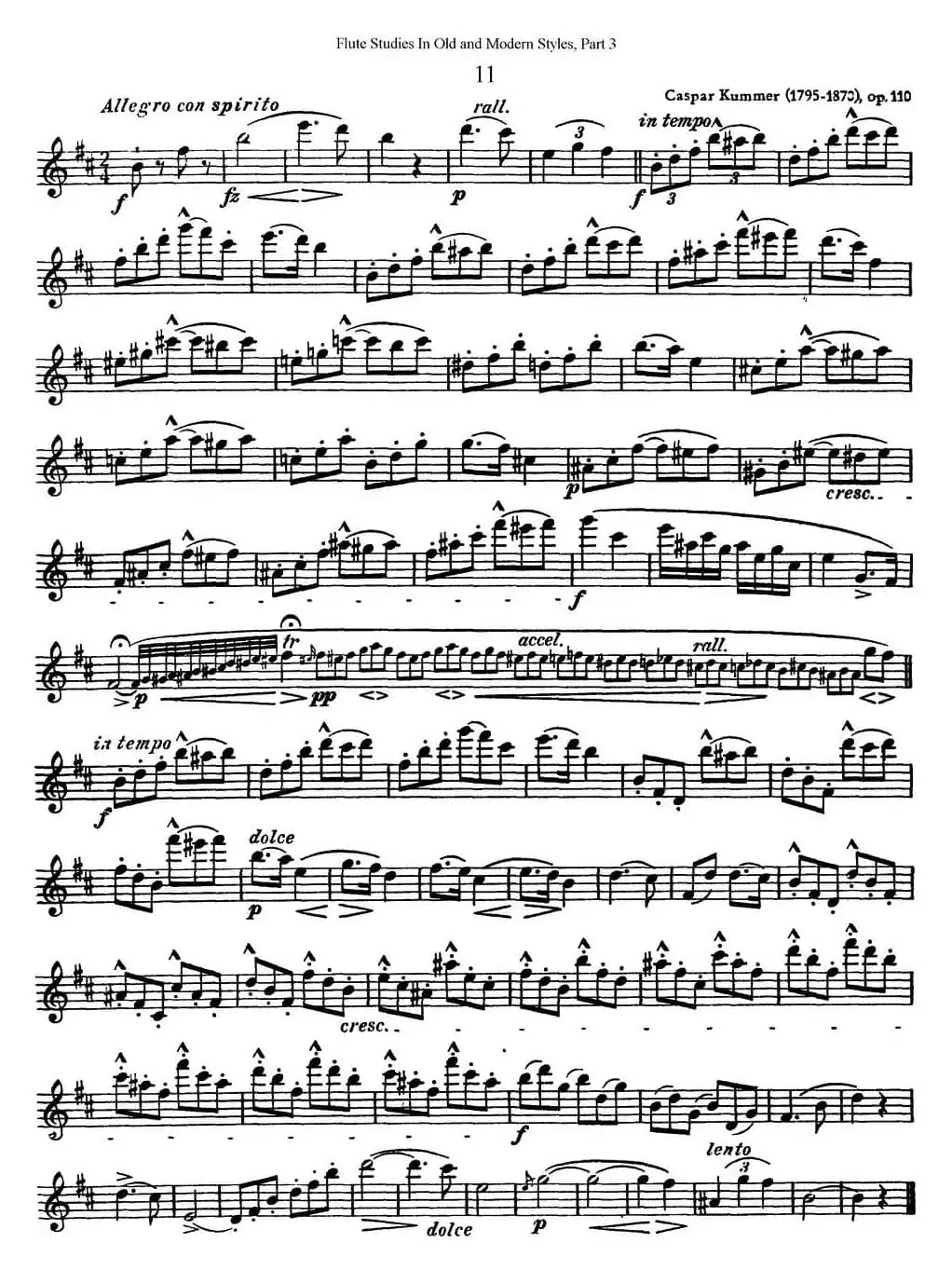 斯勒新老风格长笛练习重奏曲（第三部分）（NO.11）