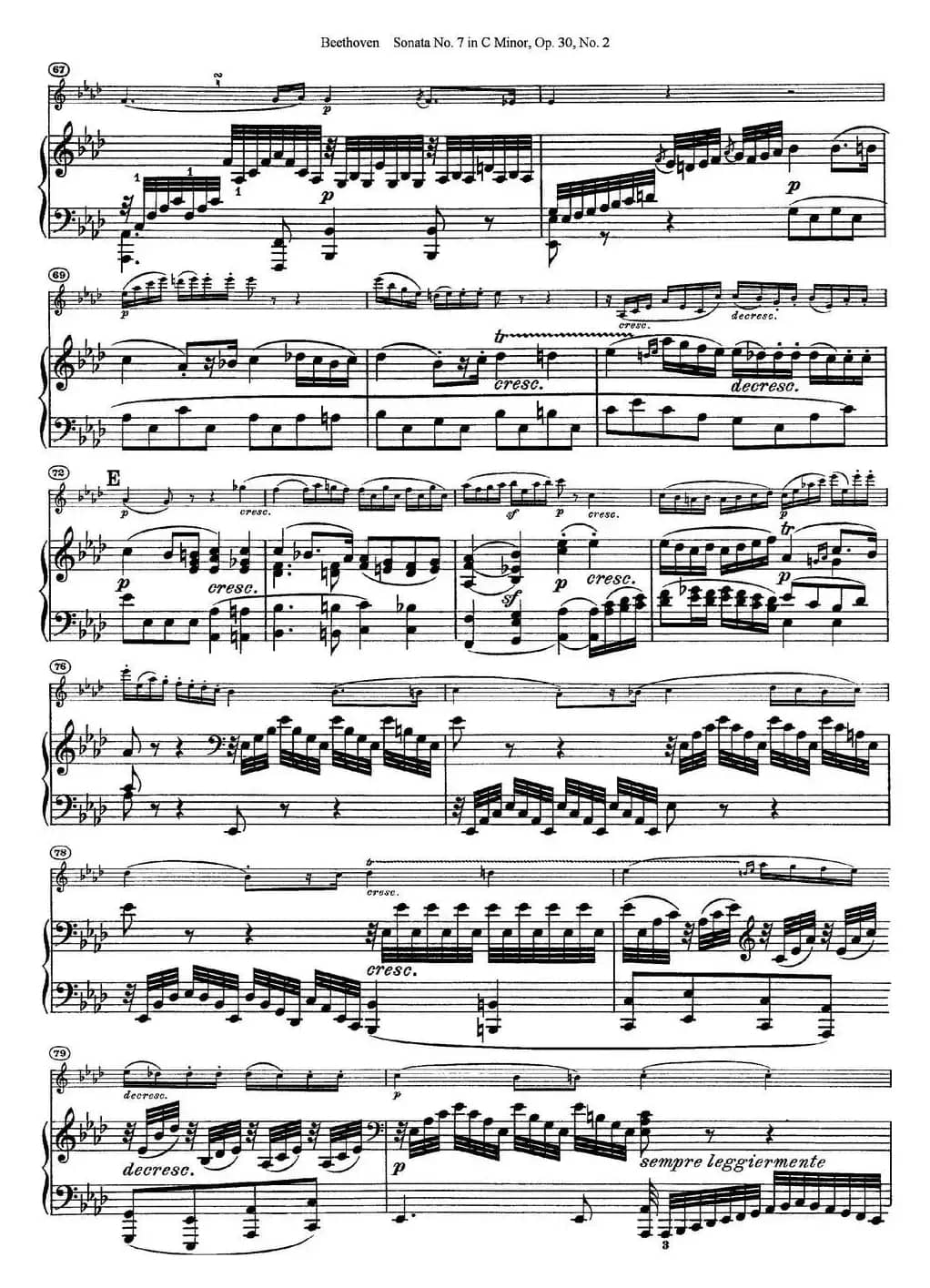 Violin Sonata No.7 in C Minor Op.30 No.2（小提琴+钢琴伴奏）
