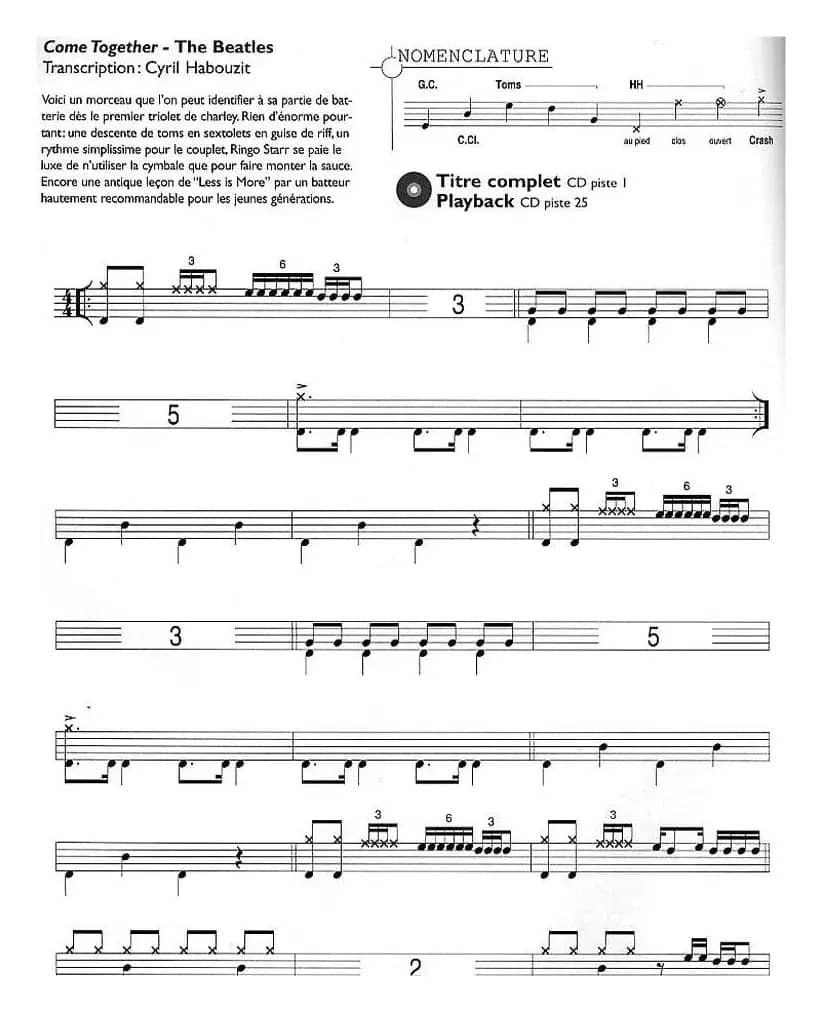 爵士鼓谱：Beatles - Come together