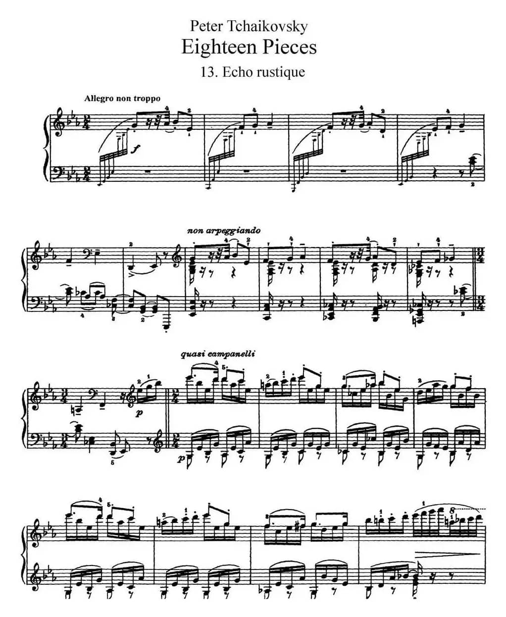柴可夫斯基18首钢琴小品Op.72（13.Echo rustique）