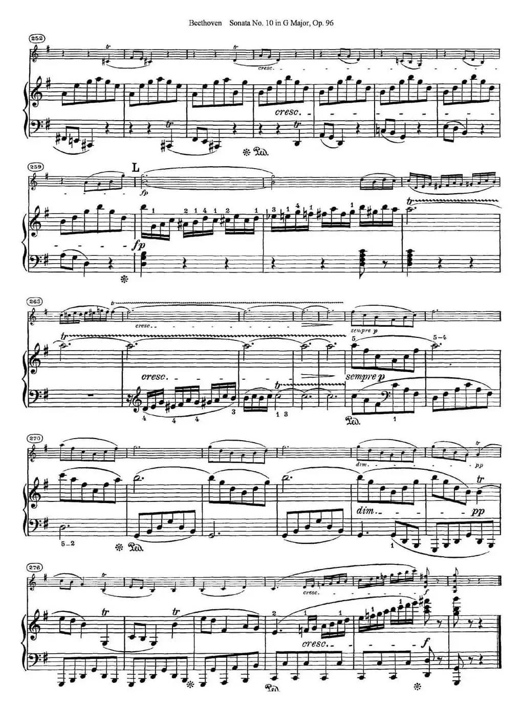 Violin Sonata No.10 in G Major Op.96（小提琴+钢琴伴奏）