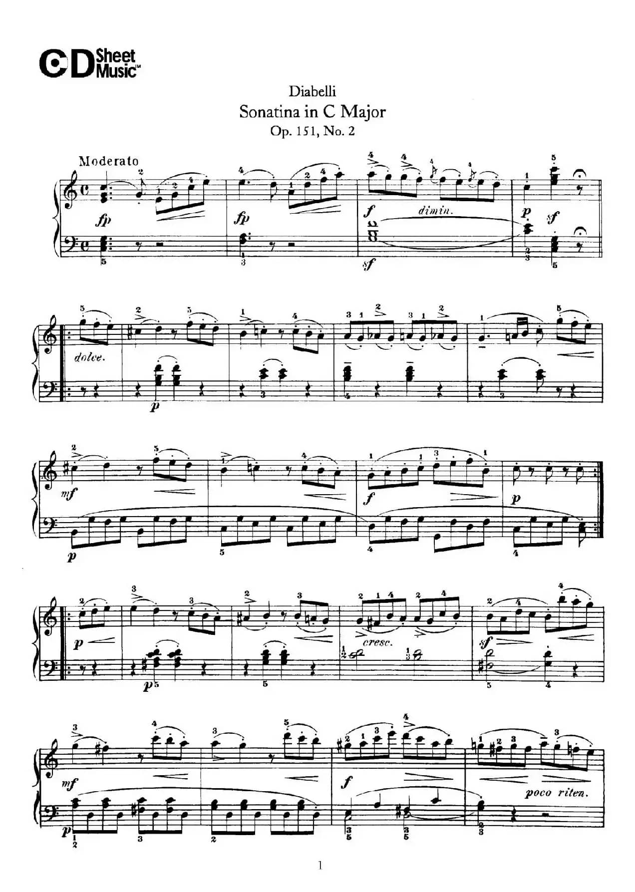 4 Piano Sonatinas（4首钢琴小奏鸣曲）（Op.151 No.2）