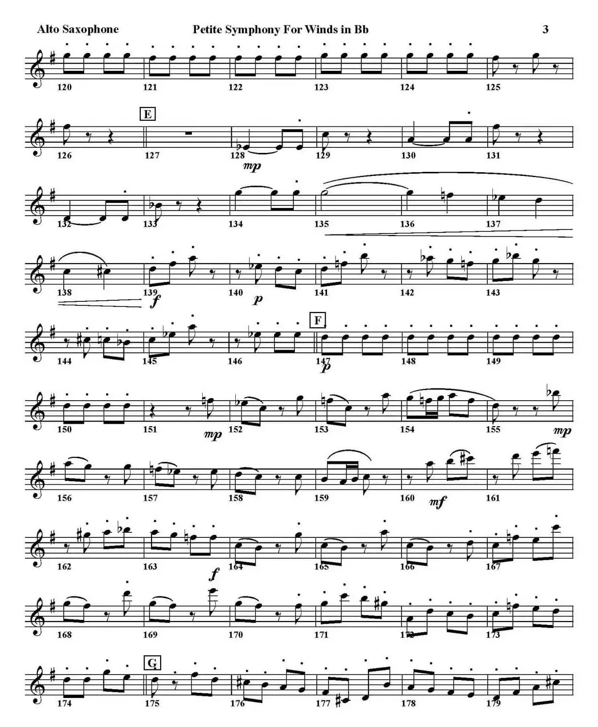 Petite Symphony For Winds in Bb（四重奏·中音萨克斯分谱）