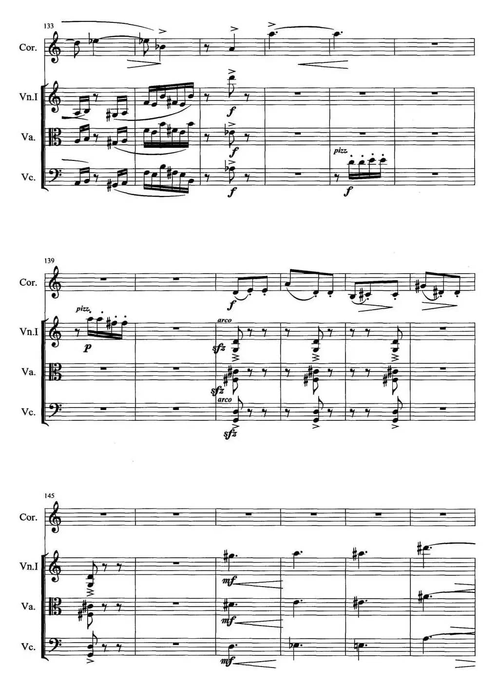 圆号与三件弦乐