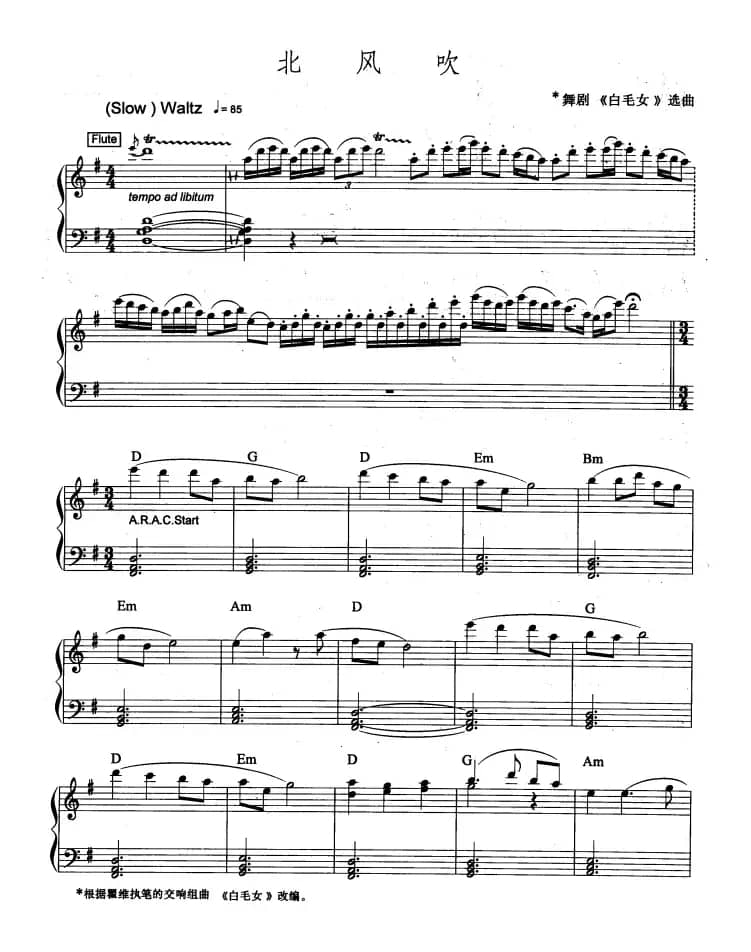 北风吹（舞剧《白毛女》选曲、爵士乐版）