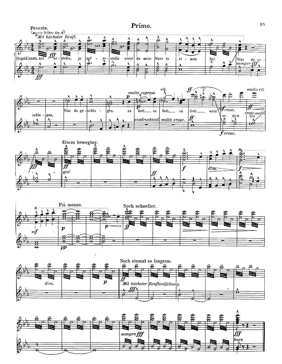 c小调第二交响曲“复活”（Ⅴ）（改编四手联弹版）