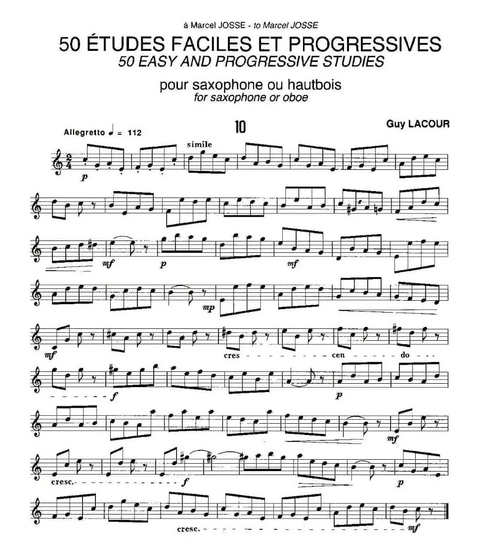 Guy Lacour 50 首萨克斯练习曲之十