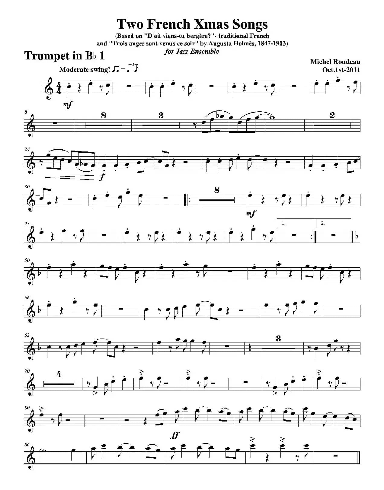 Two French Xmas Songs（第一小号分谱）