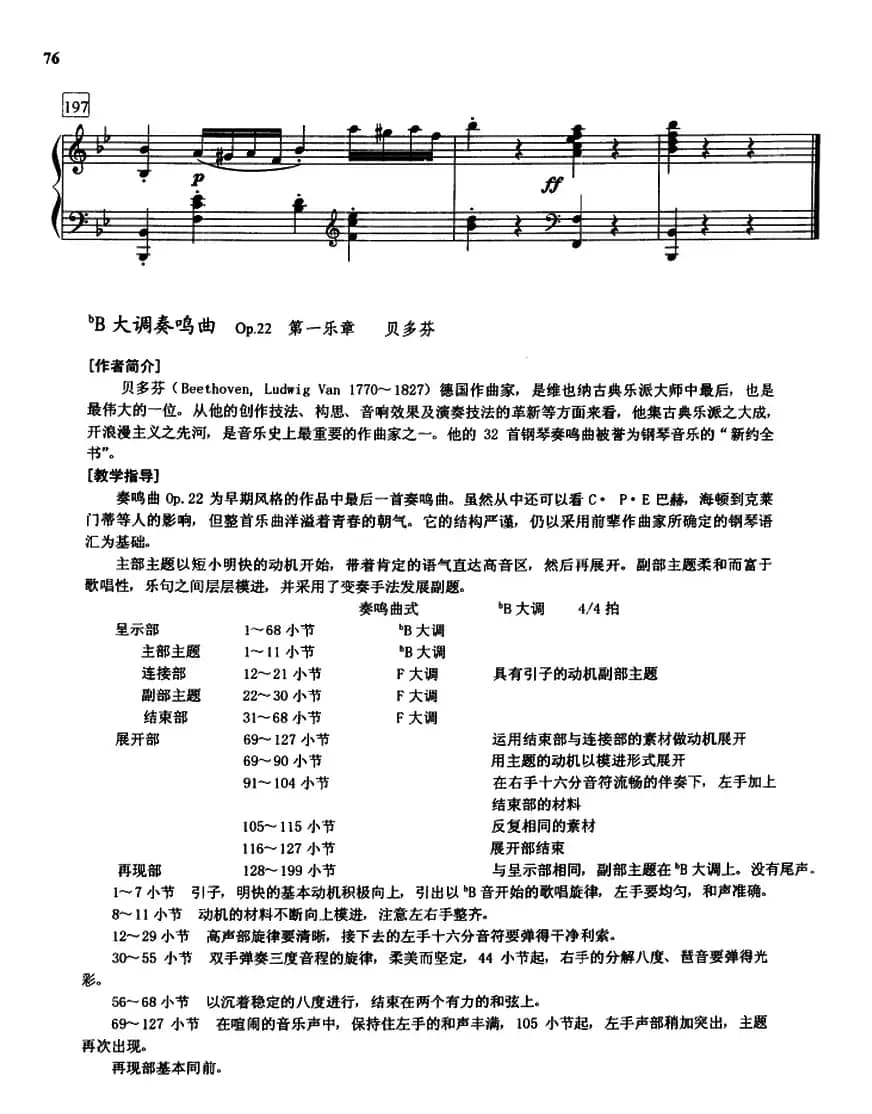 bB大调奏鸣曲Op.22（第一乐章）