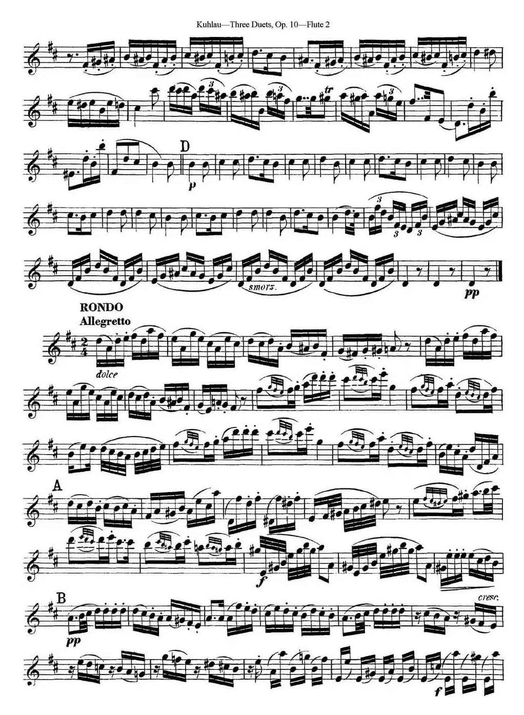 库劳长笛二重奏练习曲Op.10——Flute 2（No.2）