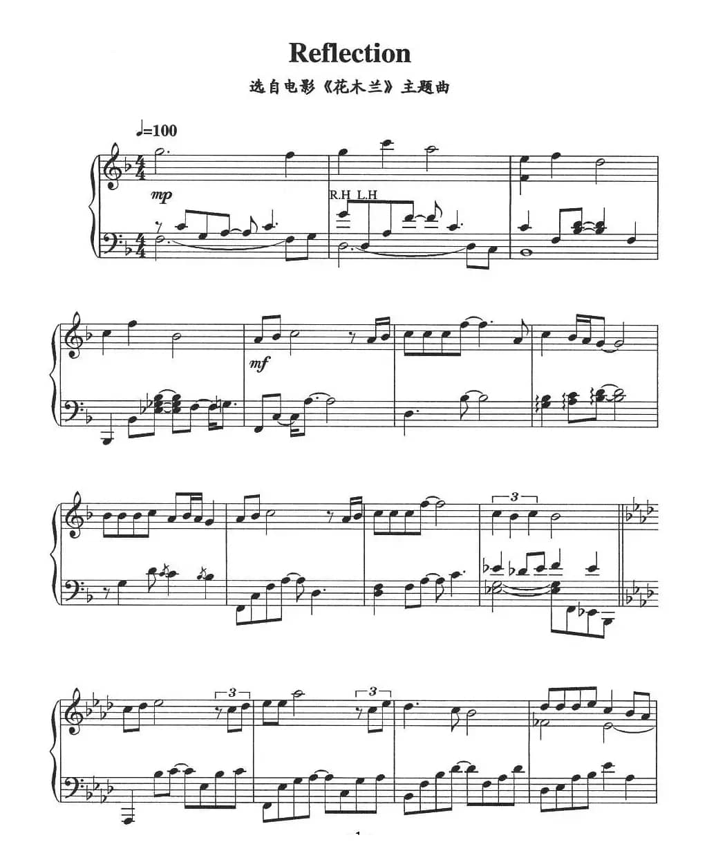 Reflection（电影《花木兰》主题曲）