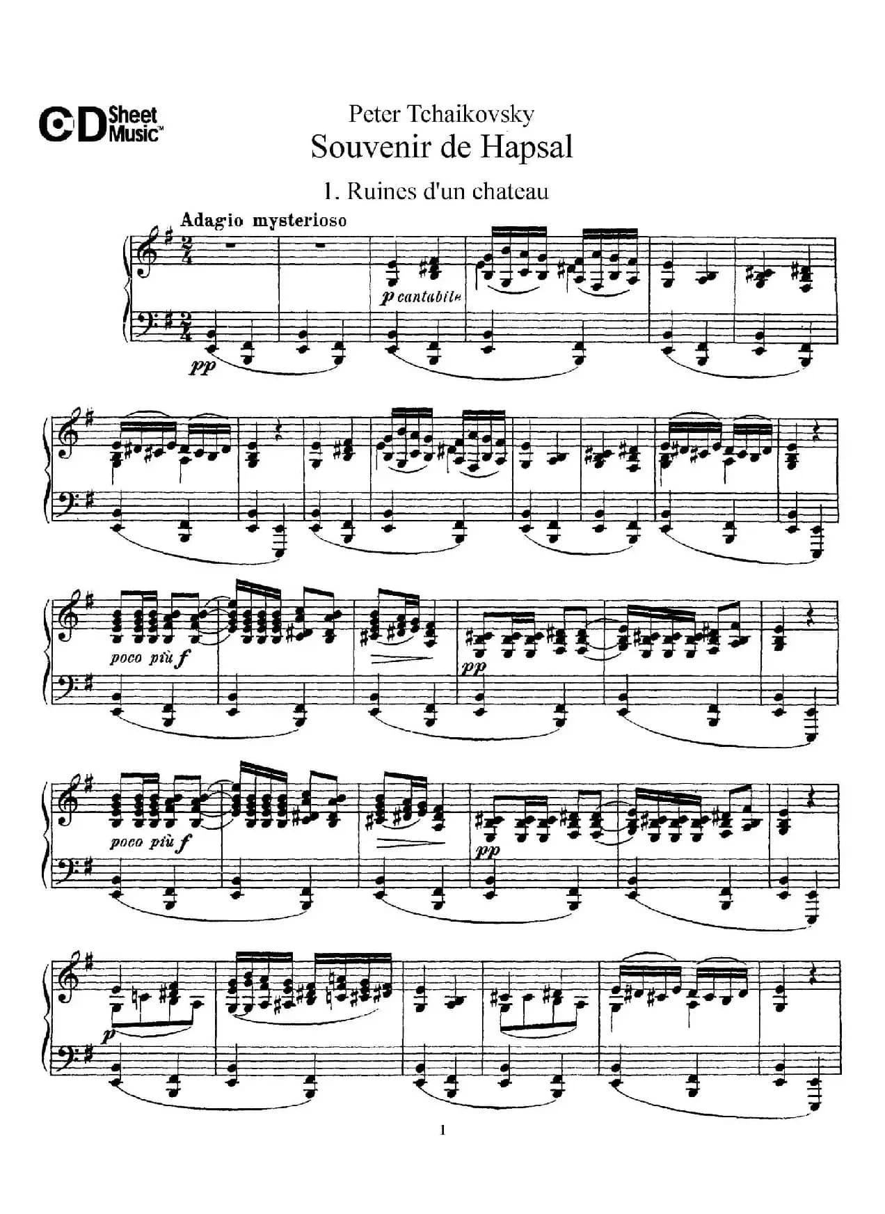 Souvenir de Hapsal Op.2（哈普萨的回忆·1）