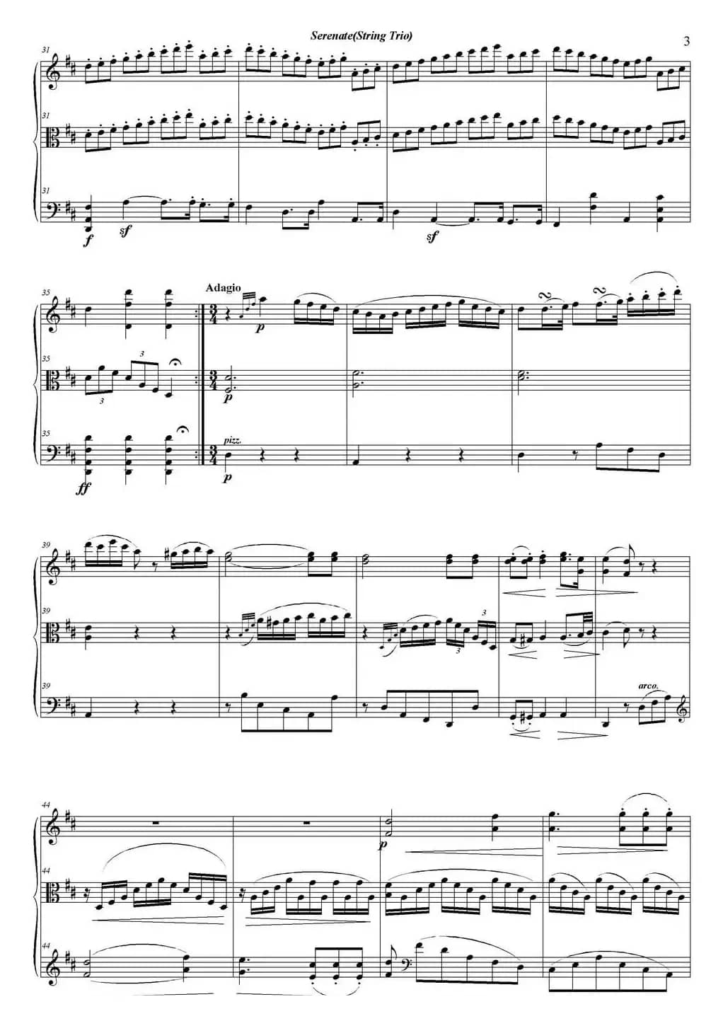 Serenate（String Trio）（D大调弦乐三重奏Op.8,I）