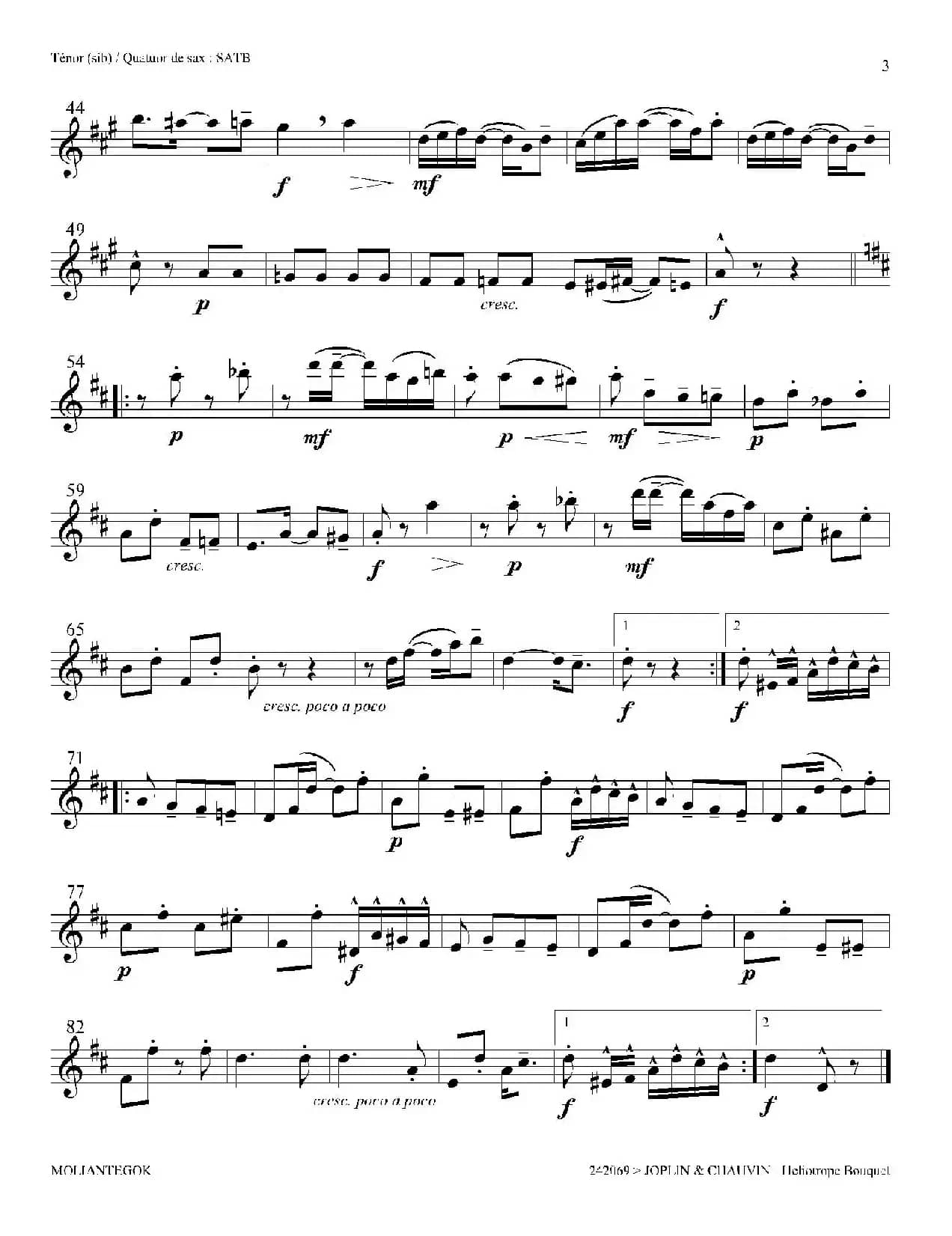 Heliotrope Bouquet（四重奏高音萨克斯分谱）