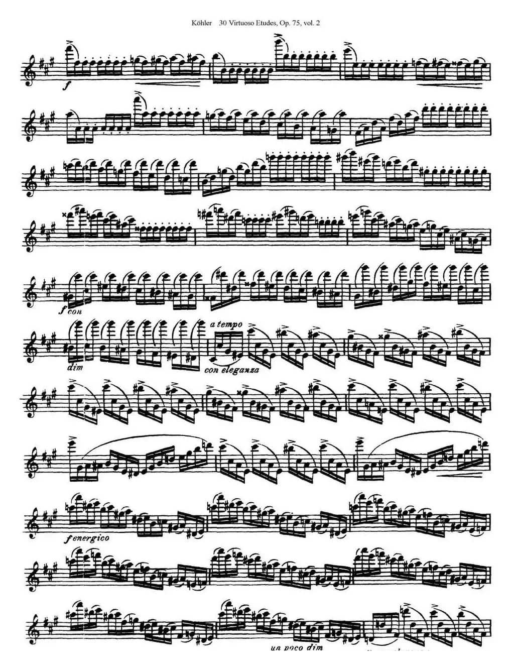 柯勒30首高级长笛练习曲作品75号（NO.16）