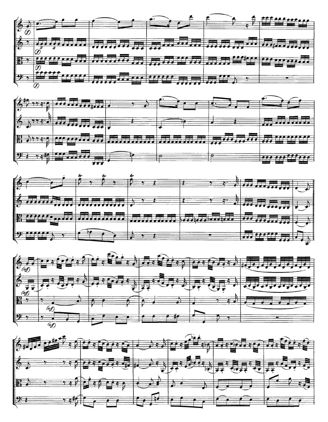 Mozart《Quartet No.10 in C Major,K.170》（总谱）
