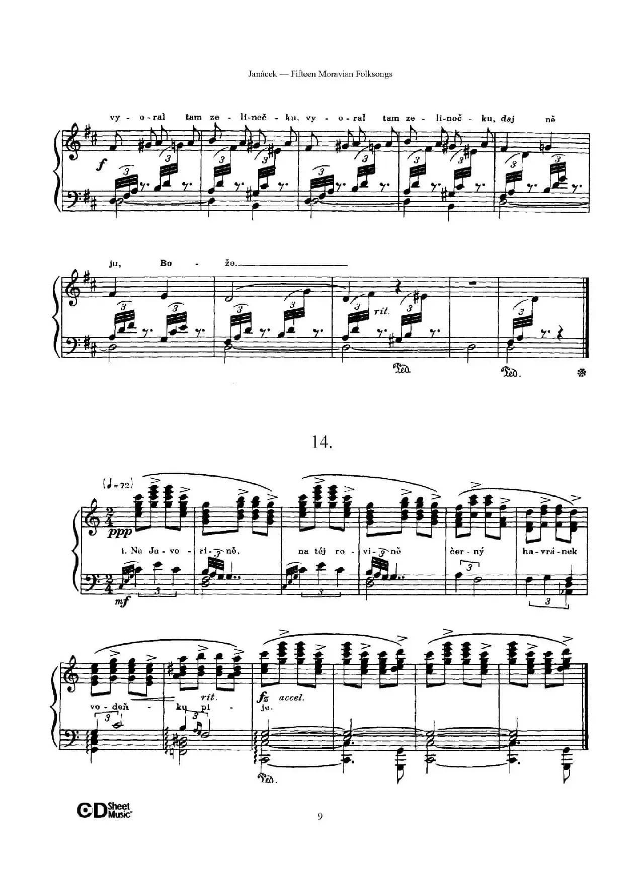 Moravian Folksong（15首摩拉维亚民歌集）